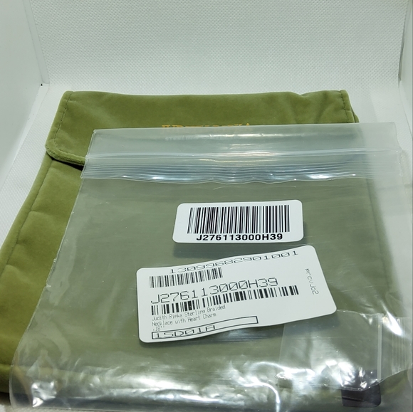 Judith Ripka Braided Necklace W/ Heart Charm - Picture 6 of 7